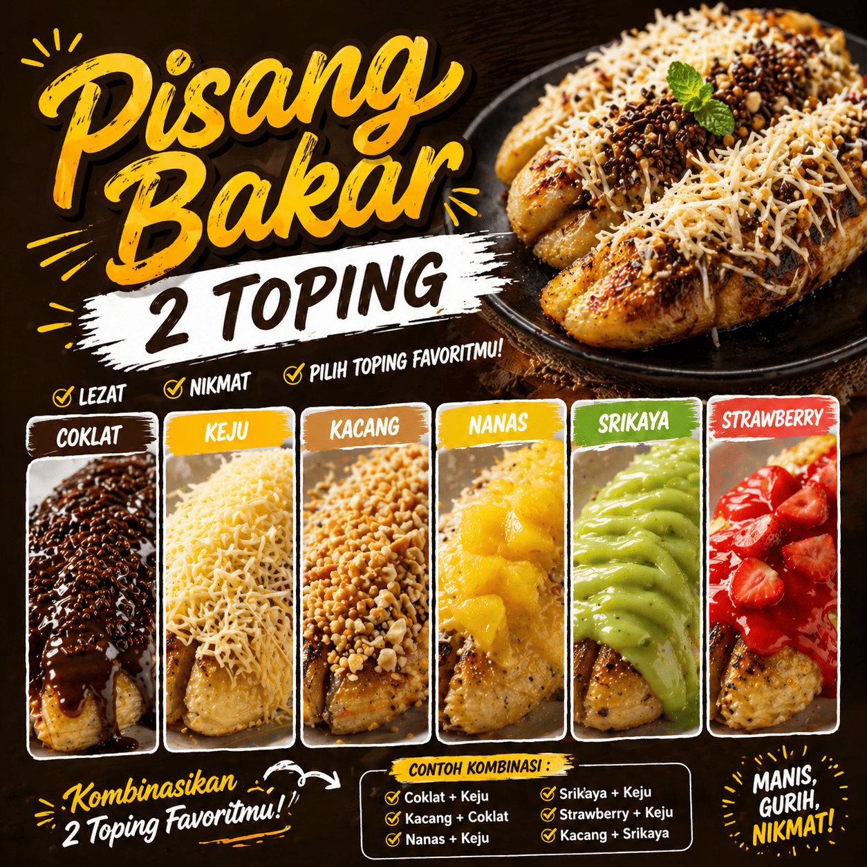 Pisang Bakar 2 Toping – Warmindo Abang Adek